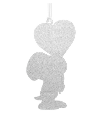 Hallmark Valentine Peanuts Snoopy with Heart Balloon Metal Ornament New w Card