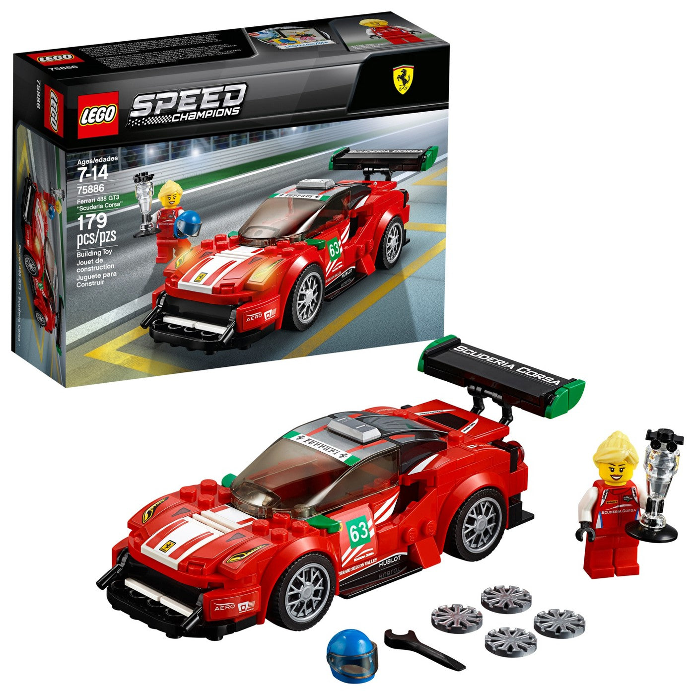 Lego 75886 Ferrari 488 Gt3 Scuderia Corsa Race Car Speed Champions New With Box