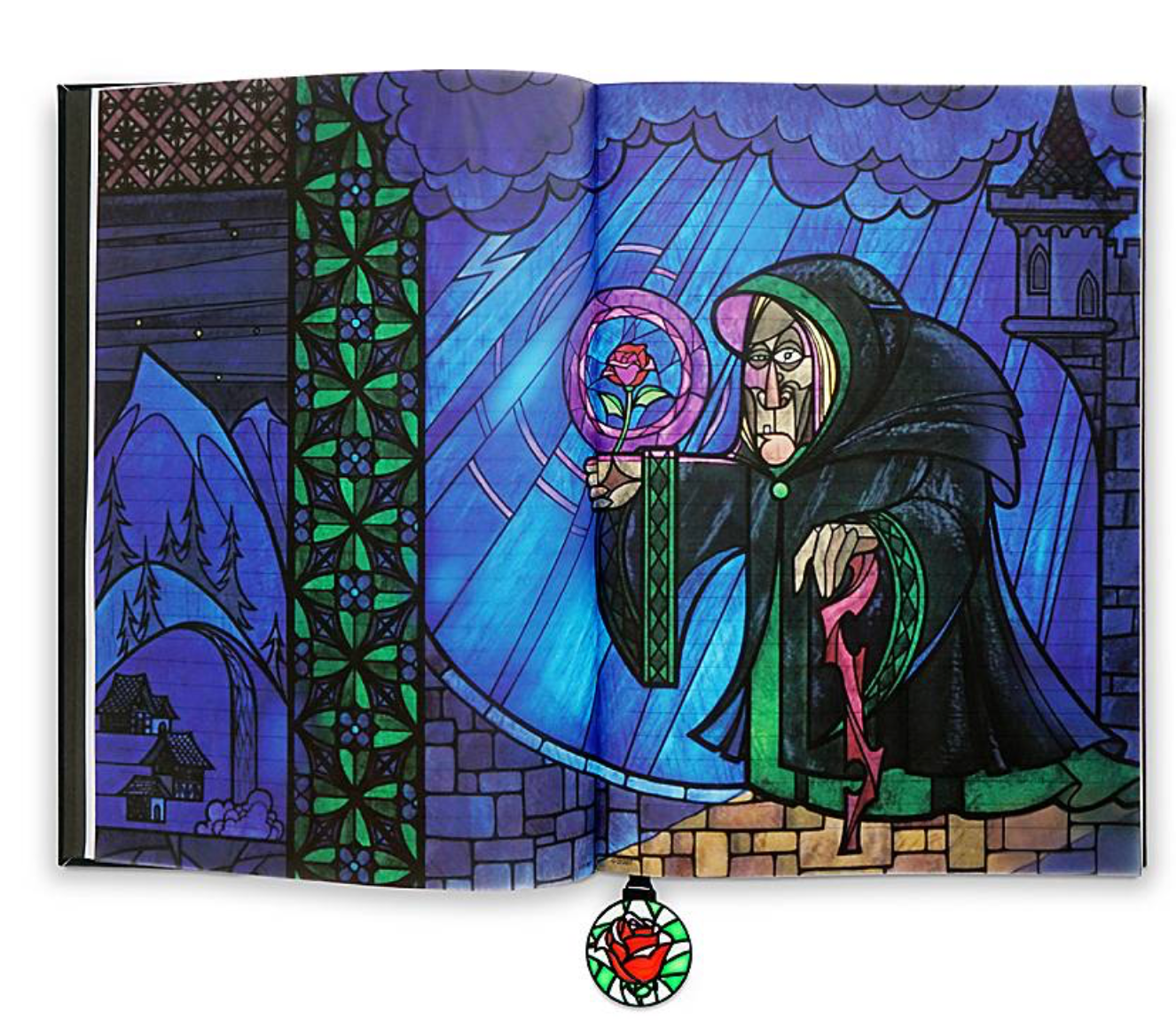 Disney Beauty And The Beast Stained Glass Window Replica Journal New I Love Characters