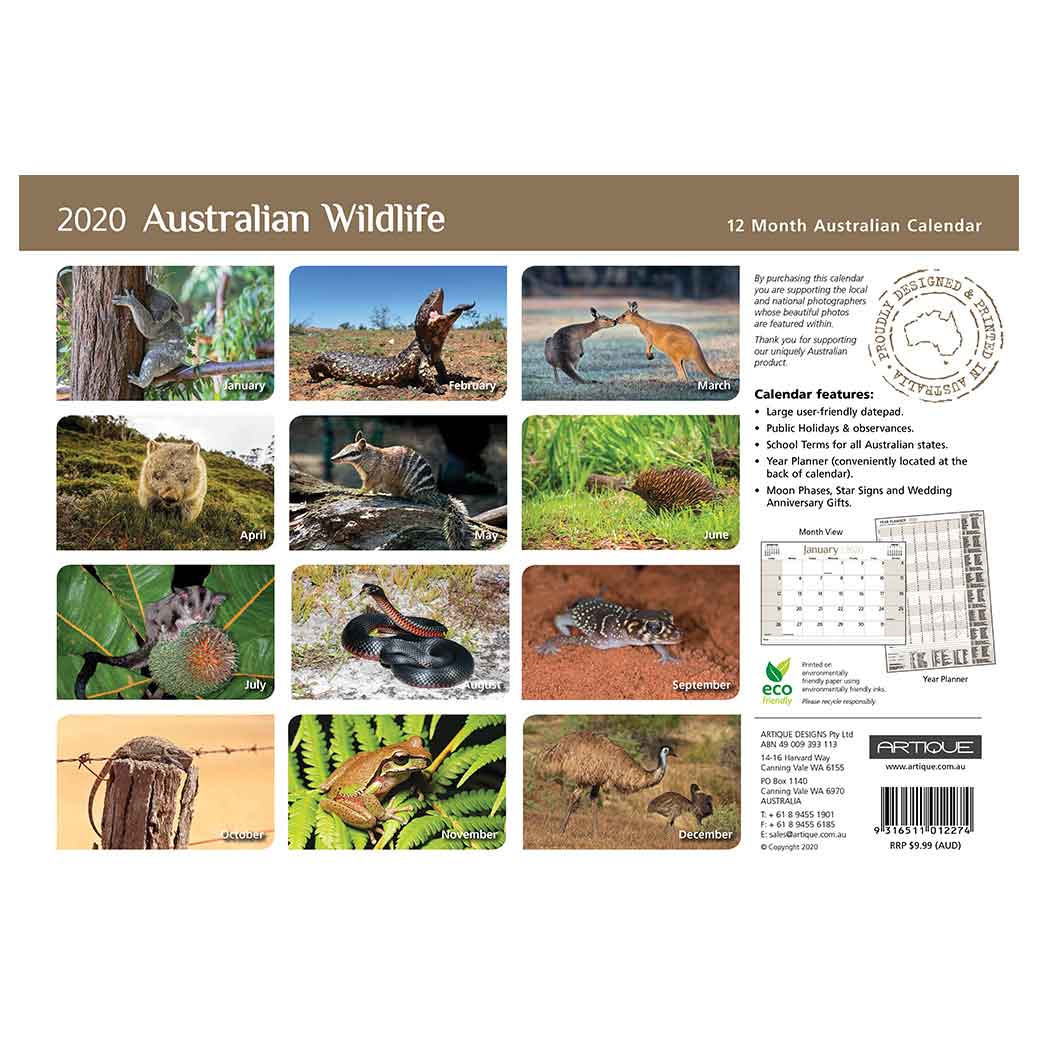 2020 Australian Wildlife Calendar For Australian Souvenirs Bits