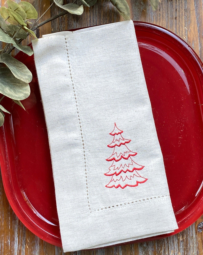 Winter Pine Cone Embroidered Cloth Napkins, Set of 4, Christmas Napkins,  Christmas Cloth Napkins, Pine Cone Napkins, Pincones 