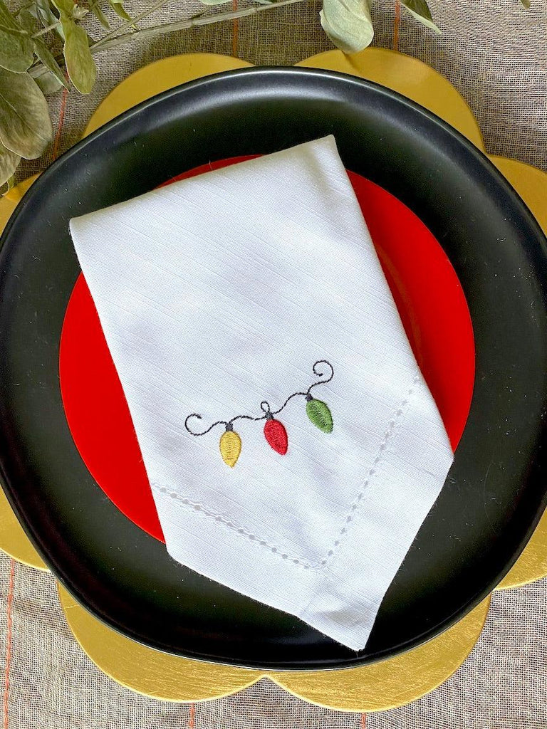 Woodland Christmas Tree Embroidered Cloth Napkins - Set of 4 napkins –  White Tulip Embroidery