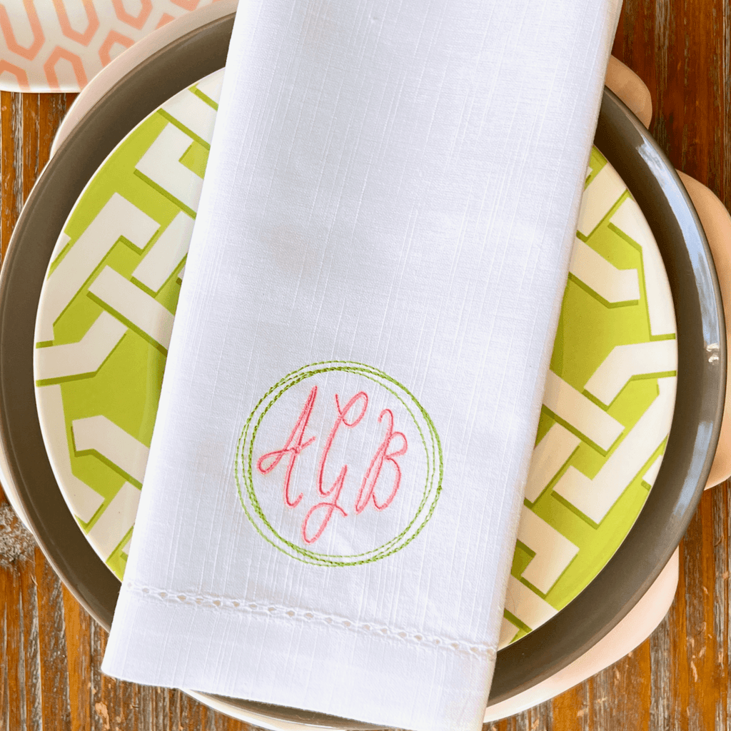 Moira Script Monogrammed Cloth Dinner Napkins - Set of 4 napkins