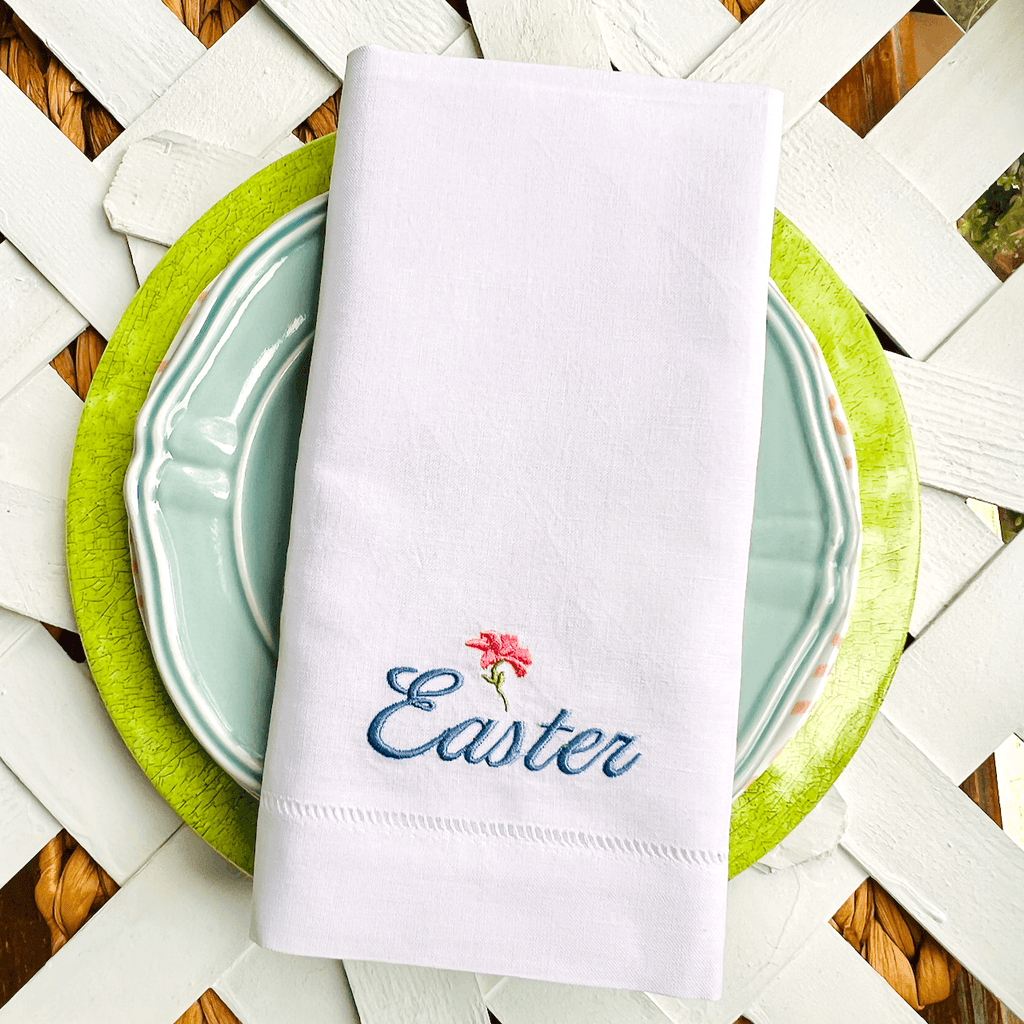 Elegant Easter Egg Embroidered Cloth Napkins - Set of 4 napkins