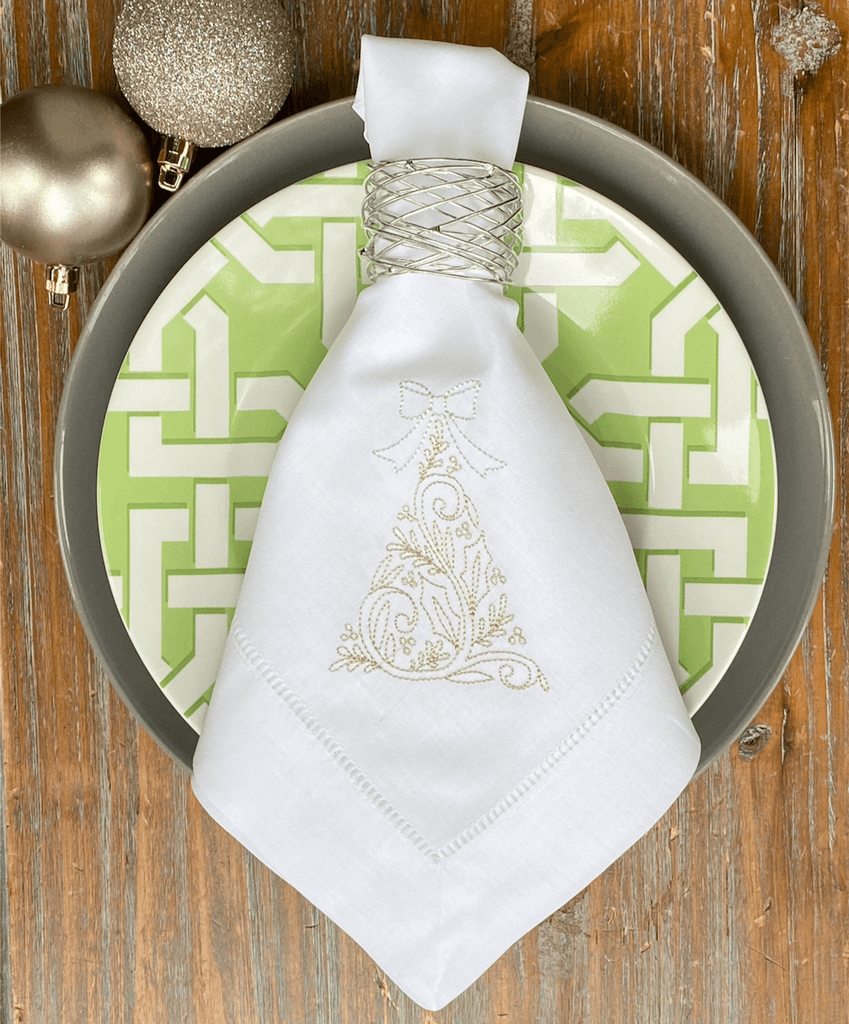 Twelve Days of Christmas Embroidered Cloth Napkins - Set of 12