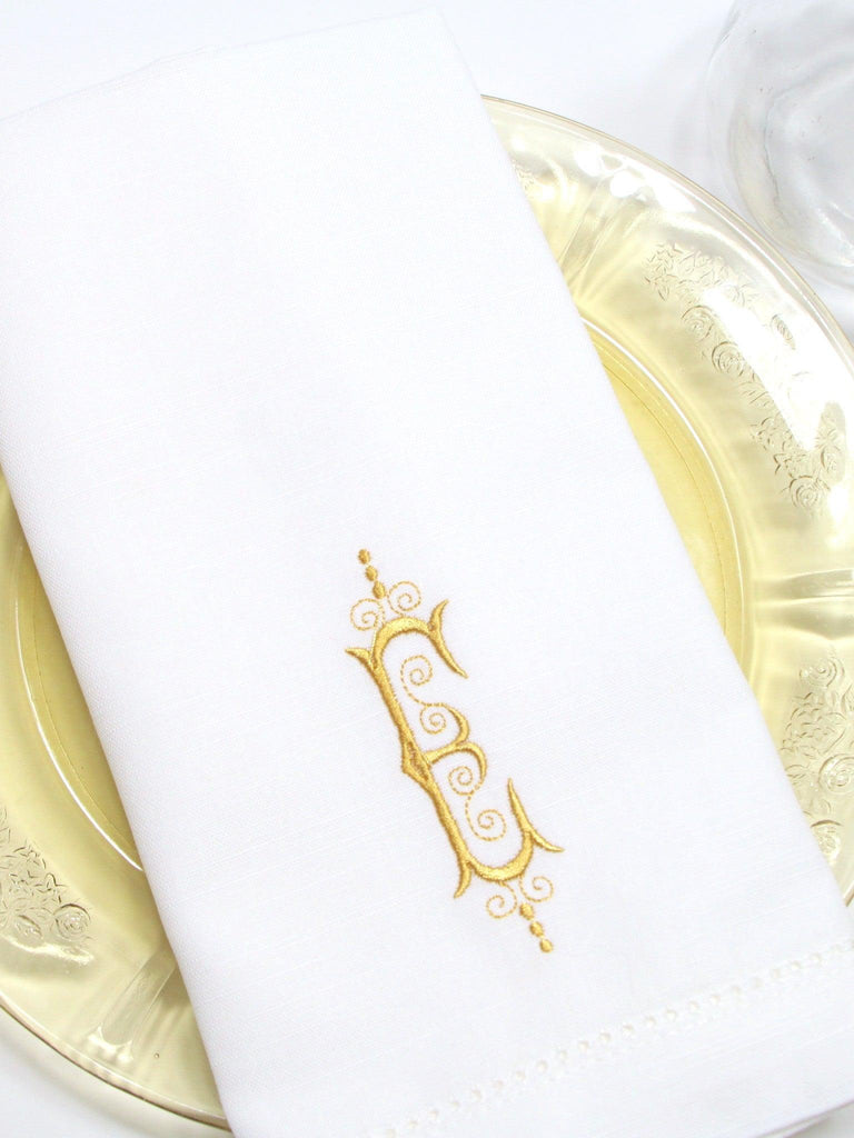 Noble Monogrammed Cloth Dinner Napkins - Set of 4 napkins – White