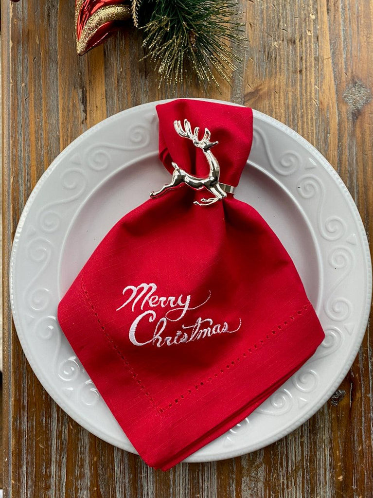 Twelve Days of Christmas Embroidered Cloth Napkins, Set of 12