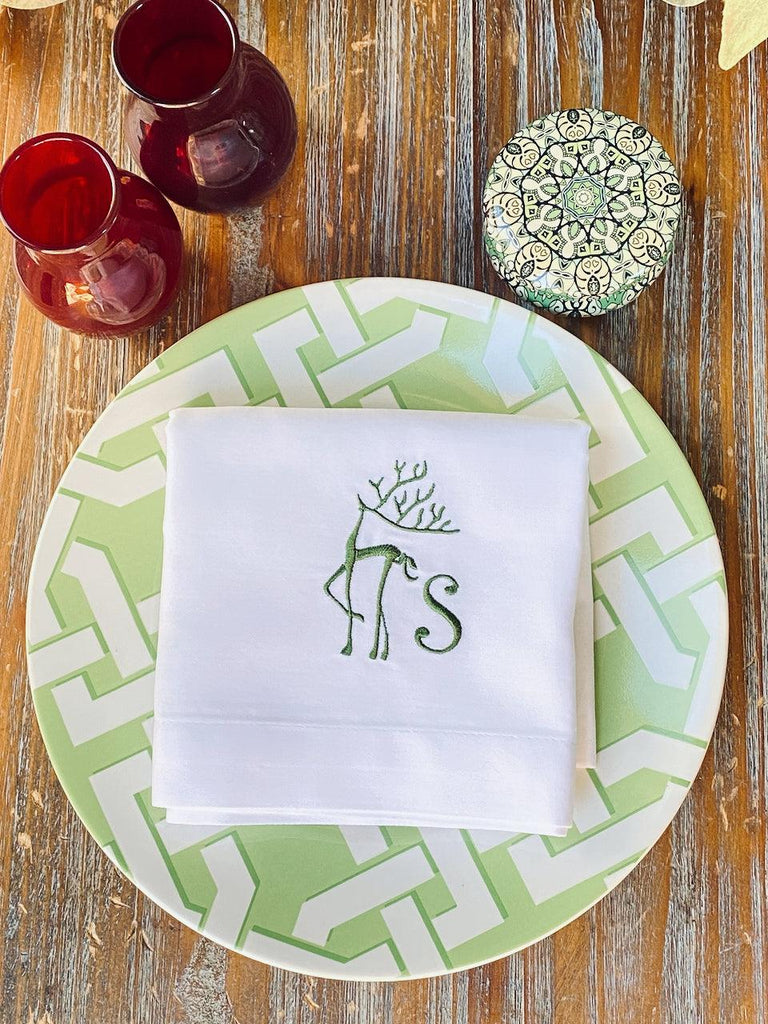 Noble Monogrammed Cloth Dinner Napkins - Set of 4 napkins – White