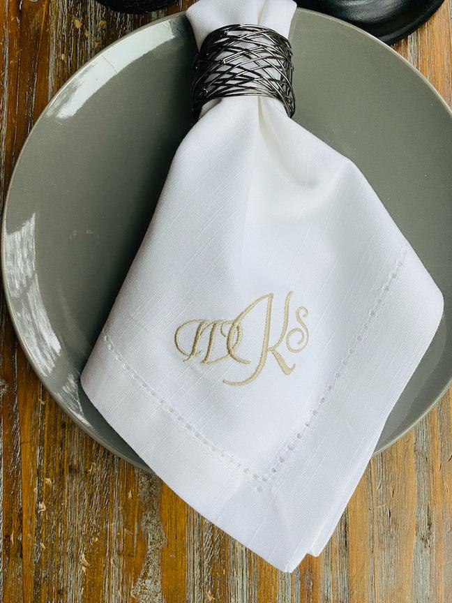 Moira Script Monogrammed Cloth Dinner Napkins - Set of 4 napkins