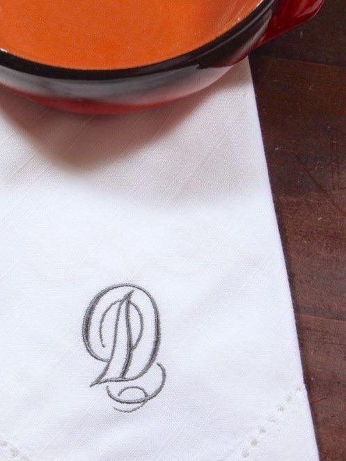 Set of 6 Embroidered Dinner Napkins with Single Initial Adorn Monogram and  Pocket Fold Cloth Napkins by Allison S.