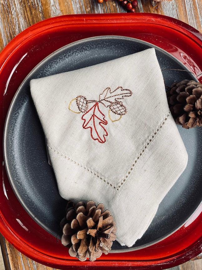 Thanksgiving Bless This Food Embroidered Cloth Dinner Napkins - Set of 4  napkins – White Tulip Embroidery