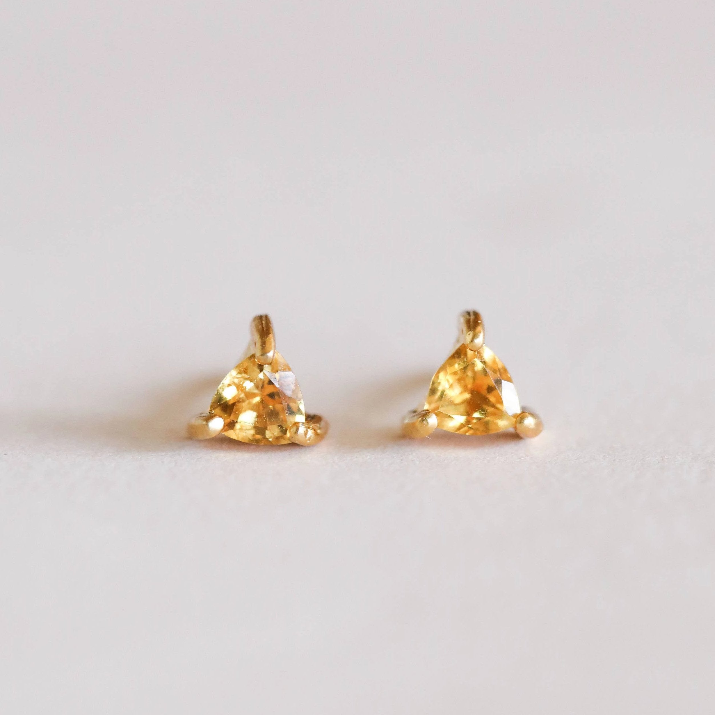 18K GOLD VERMEIL CITRINE GEM STUD EARRINGS