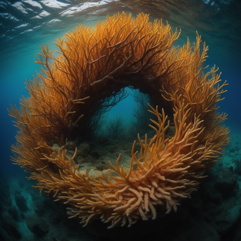 sea moss inside the ocean in a circle shape
