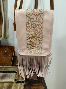 Tooled Leather Fringe Crossbody