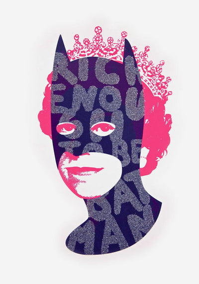 Rich Enough to be Batman - Blue and Pink Glitter by Heath Kane - Art Print  - Art Republic