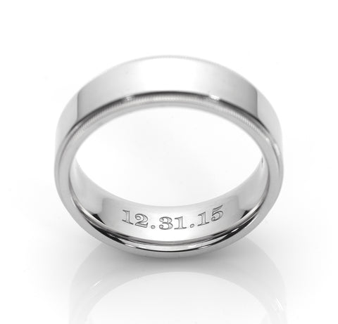 Wedding ring engraved with date