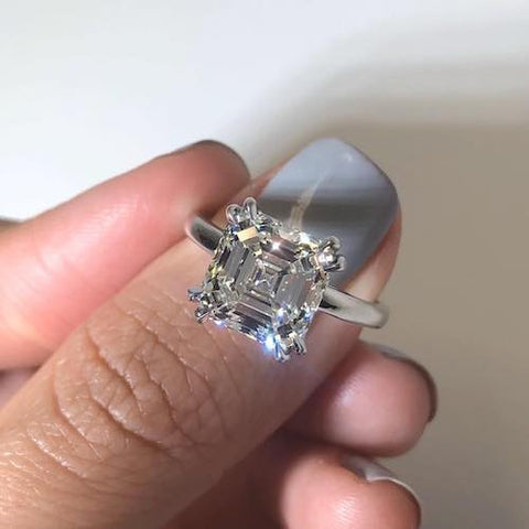 asscher cut solitaire engagement ring