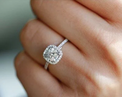 cushion cut moissanite ring