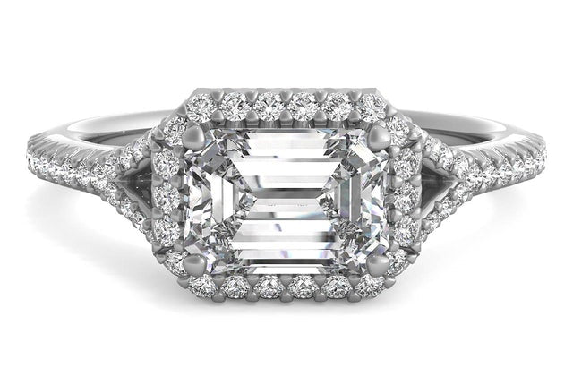 east west emerald cut engagement ring