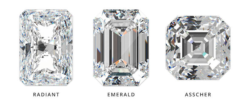radiant diamond vs emerald diamond vs asscher diamond