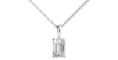 emerald cut diamond pendant necklace