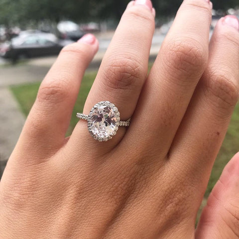 Buy Big Size Oval Cut Moissanite Diamond Ring With Round and Marquise Set  Band Unique Design Engagement Wedding Anniversary Ring for Her Online in  India - Etsy