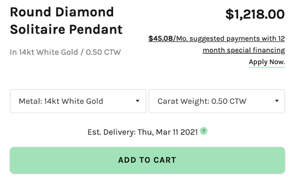 preset diamond pendant