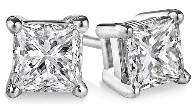 Princess cut diamond studs