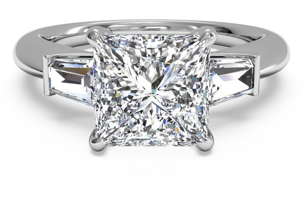 princess cut diamond engagement ring with baguette sidestones