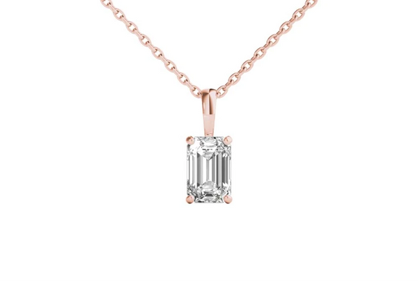 rose gold emerald-cut diamond pendant