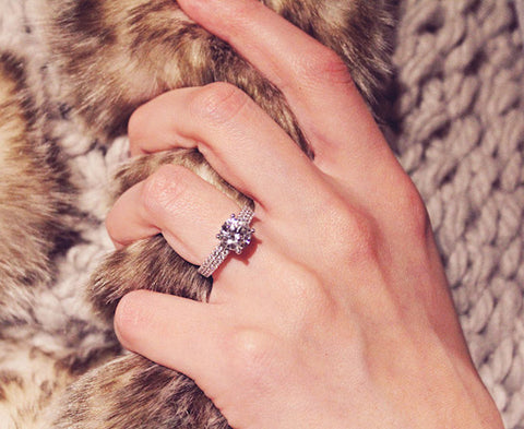 double diamond band engagement ring