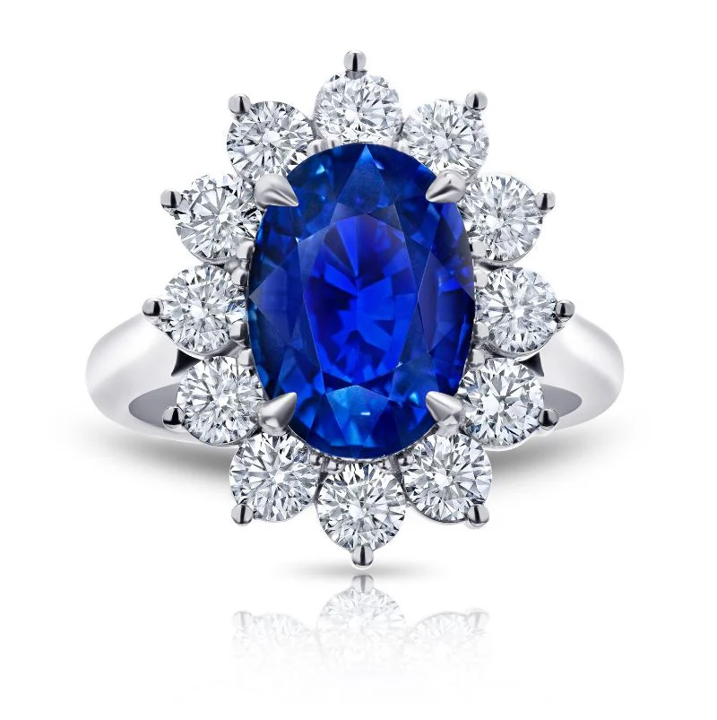 Sapphire halo engagement ring