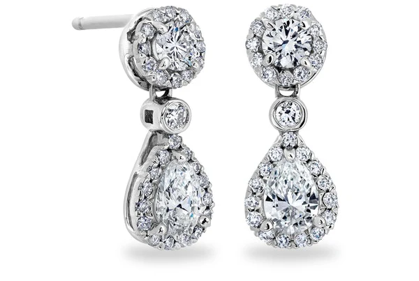 Teardrop diamond drop earrings