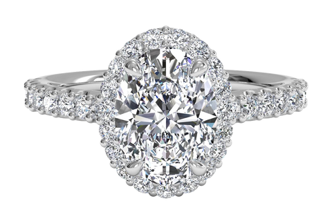 French-set Halo Diamond Band Engagement Ring