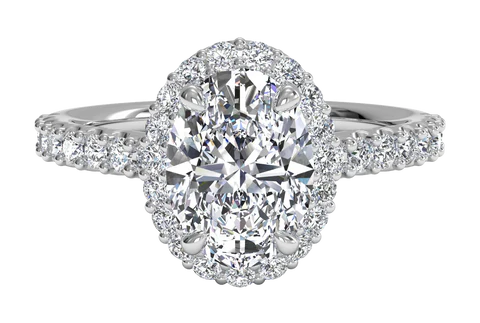 French-set Halo Diamond Band Engagement Ring