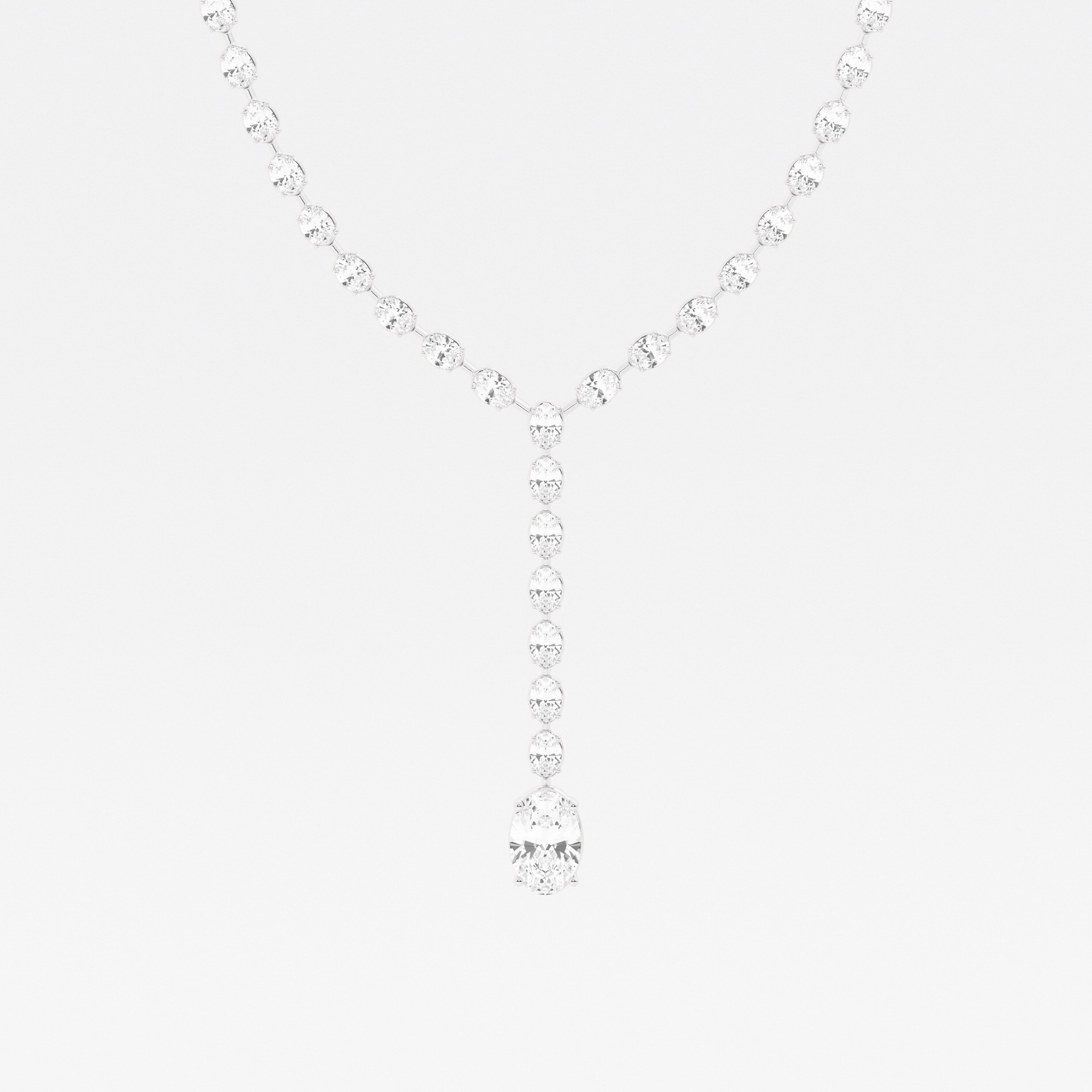 17.00 CTW Oval Cut Lab Diamond Lariat Tennis Necklace