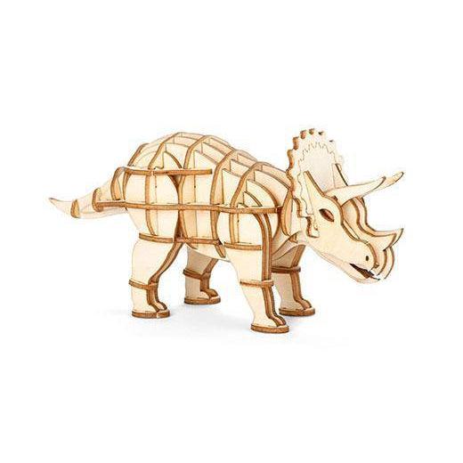 Kikkerland 3D Wooden Puzzle - Triceratops-Simply Green Baby