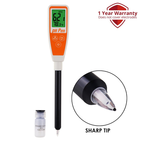 8694 Long Glass Tube Pentype pH Meter Sharp Tip Probe Digital Water Quality Tester Dual Display with ATC 2.0~12.0pH Measurement Range