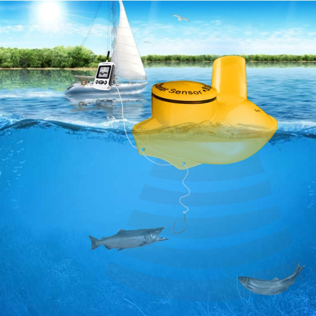 LUCKY Wireless Fish Finder with Fish Attractive Light Lamp & Color LCD, Portable Rechargeable Fishfinder Locator, 45M Depth 60M Sonar Sensor
