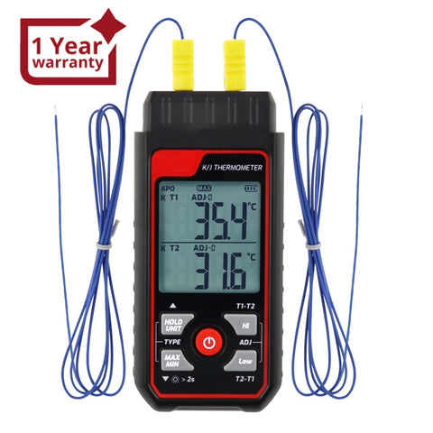 THE-343 K/J Thermocouple Thermometer Dual Channel Temperature