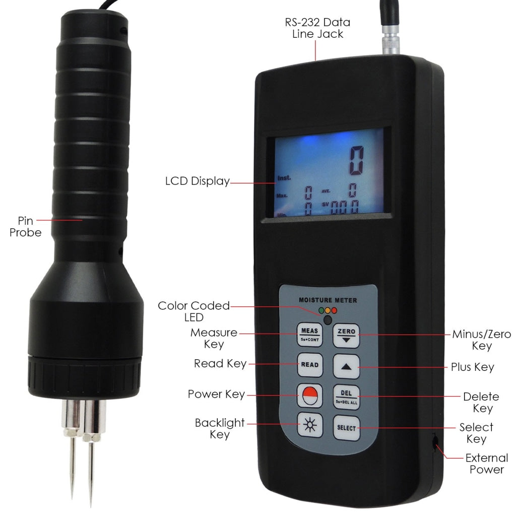 Walls Ceilings and Firewood Handheld Pin Type LCD Display Detects Leaks and  Moisture for Wood Digital