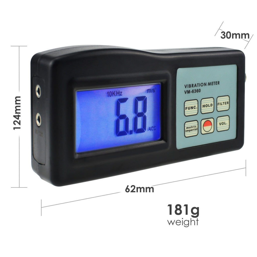 VM-6360 Digital Vibration Meter with LCD , Gauge Tester Analyzer – Gain ...