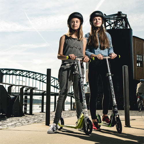 girls on kick scooters
