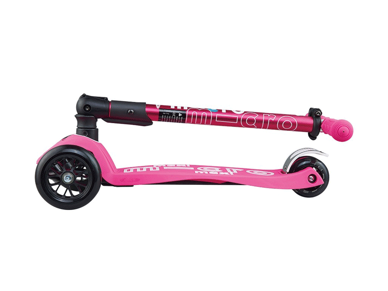 maxi micro 3 wheel kick scooter for kids foldable pink in folded position