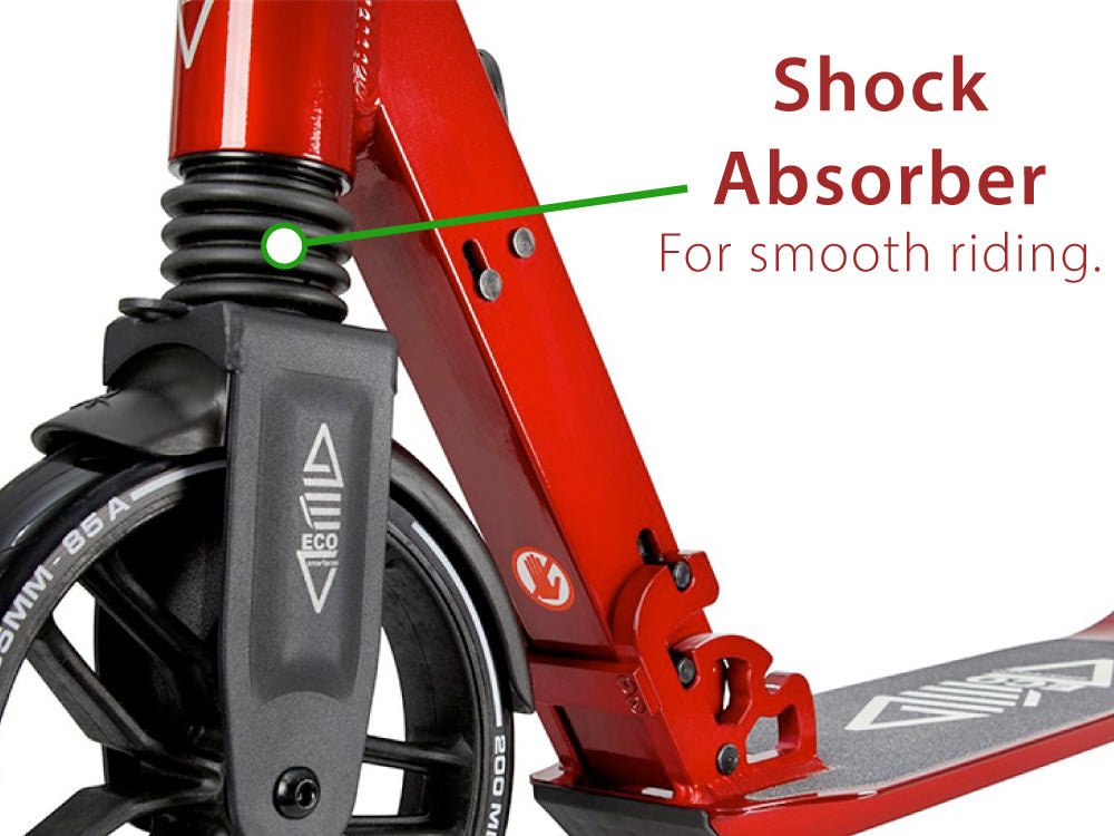 Smartscoo Eco kick scooter has front shock absorbers