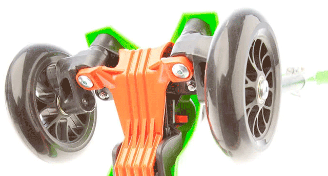 lean-to-steer mechanism of the maxi micro 3 wheel kick scooter for kids