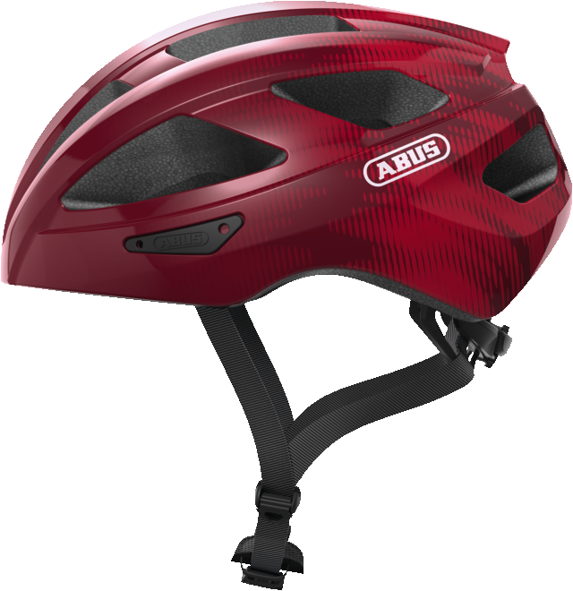 Abus Macator Bicycle helmet in bordeaux red, view from the side