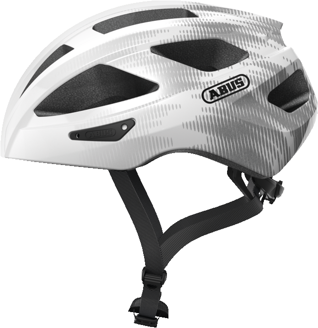 Abus Macator Bicycle helmet silver white, view from the side