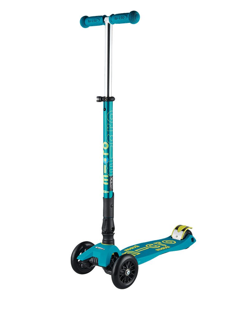 maxi micro deluxe foldable petrol green kick scooter three wheel