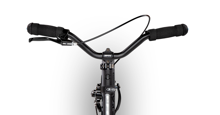 close up of handlebar with handbrakes, micro metropolitan kick scooter